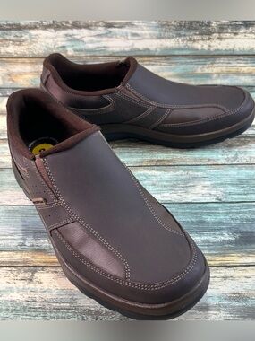 ROCKPORT Trutech Comfort Shoe 8M Slip On Dress Work Casual Loafers Brown Leather